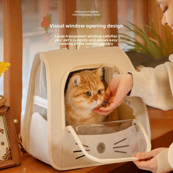 Mochila Transportín para Gatos con Ventana - Plegable y Transpirable