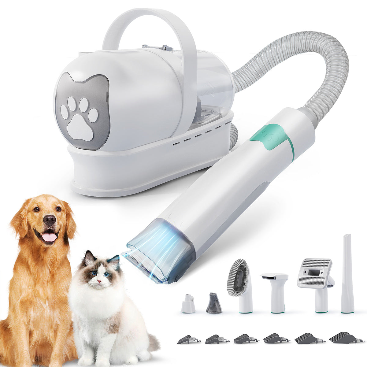 Kit de Peluquería 7 en 1 para Mascotas con Aspiradora Silenciosa